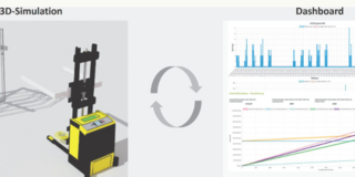 Einblick in die 3D-Simulation und das Dashboard des Digitalen Zwillings im Projekt FlexTools