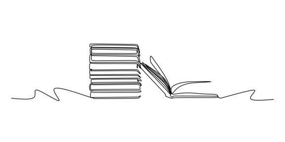 Eine Strichzeichnung von Büchern
