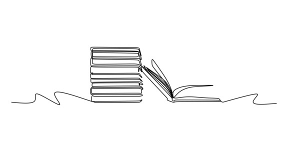 Eine Strichzeichnung von Büchern