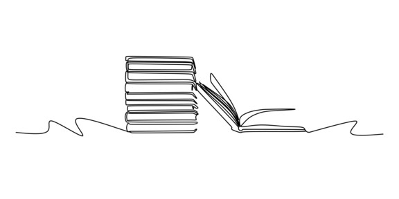 Eine Strichzeichnung von Büchern