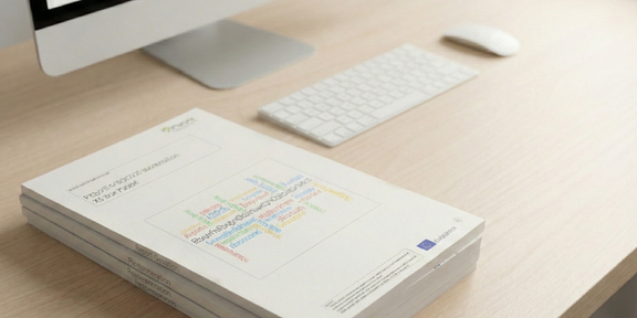 PERFECT Whitepaper Stapel Zeitschriften auf Schreibtisch